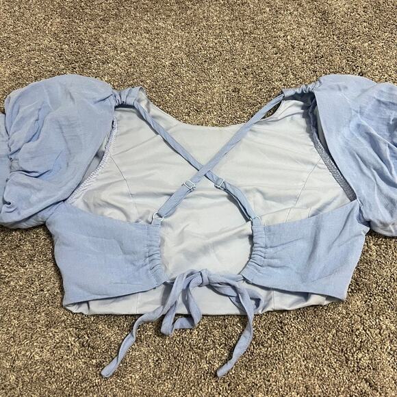 DO+BE Blue Crop Top Blouse size Medium - Picture 1 of 5